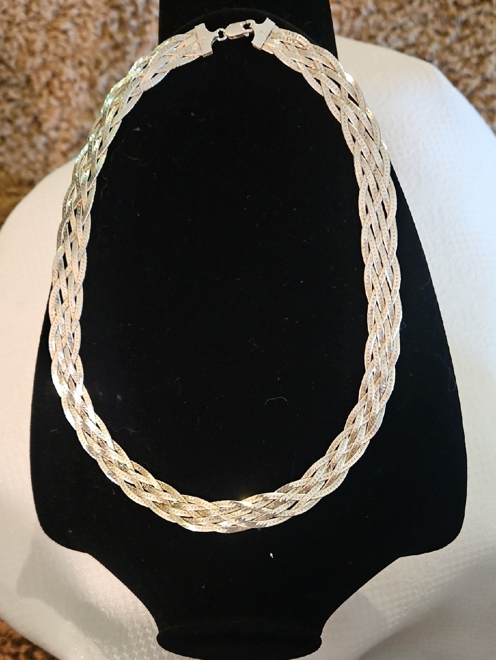 Sterling Silver 6 Strand Braided Itlay 925 I.S.C 16" Women’s Necklace 30grams